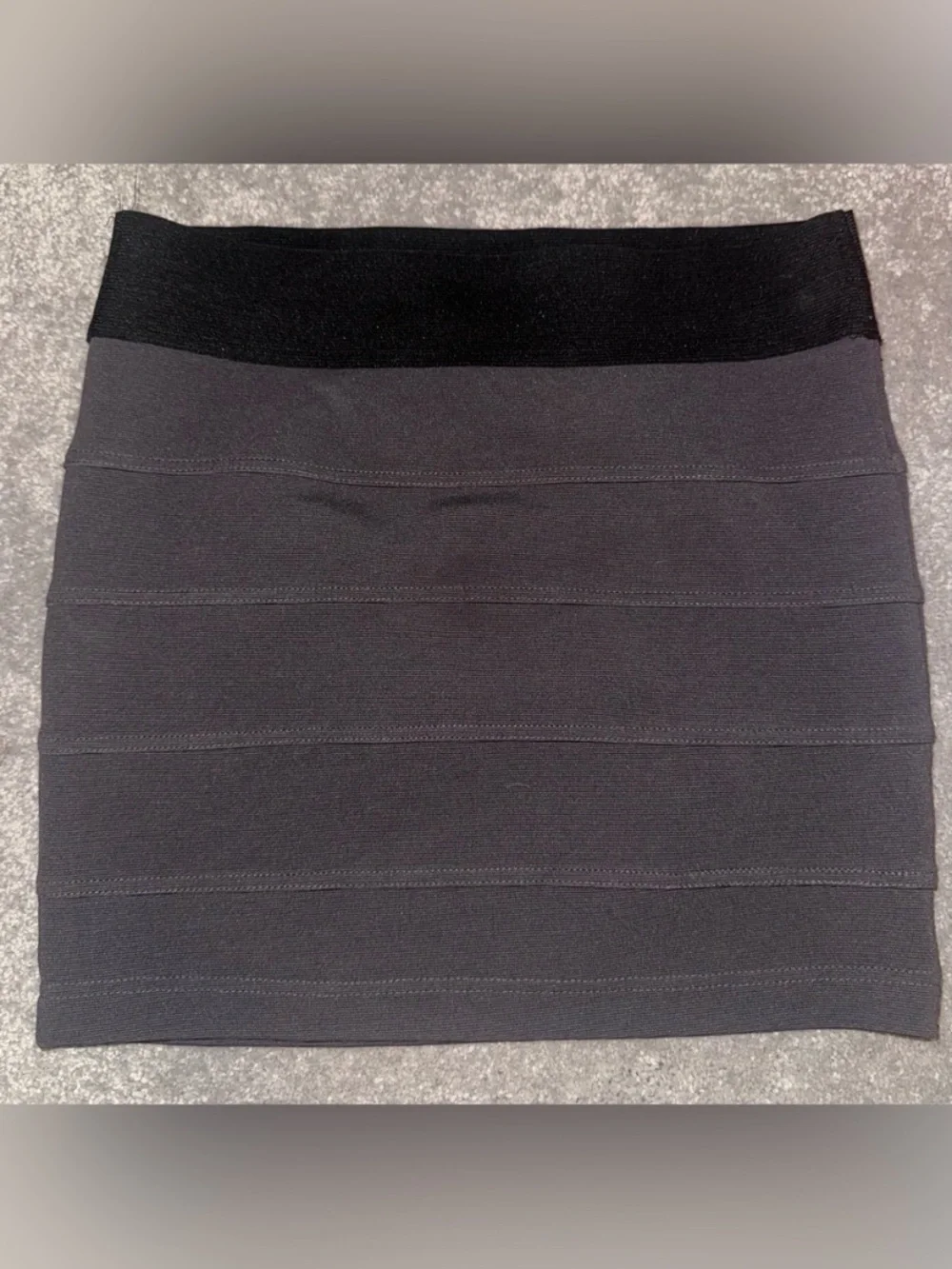 Stretch Band Mini Skirt in Charcoal Black